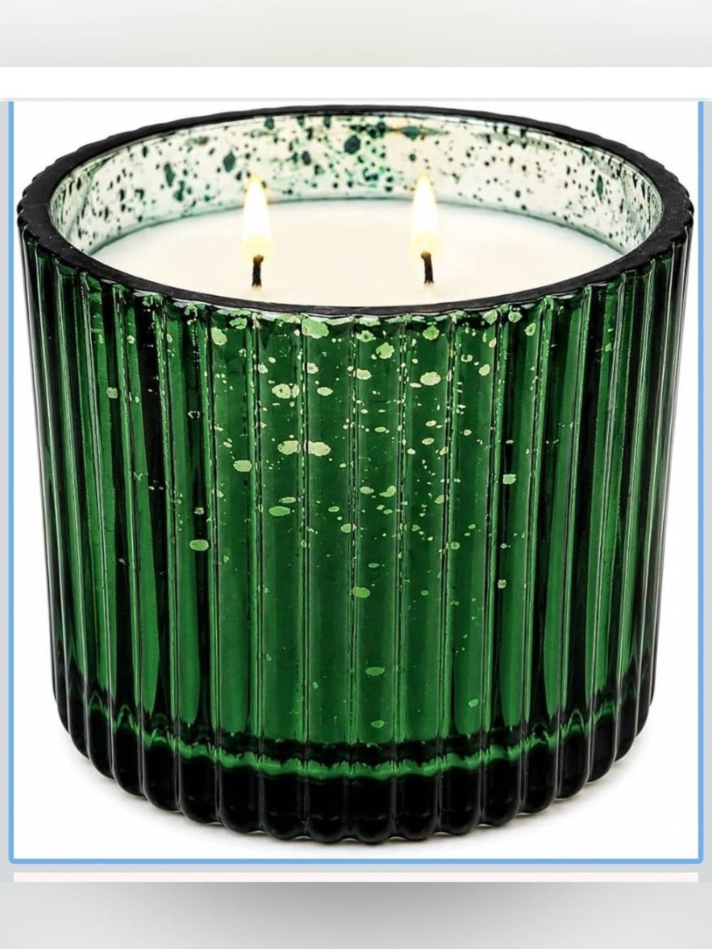 Smoked Incense Scented Candle - Green Ribbed Jar